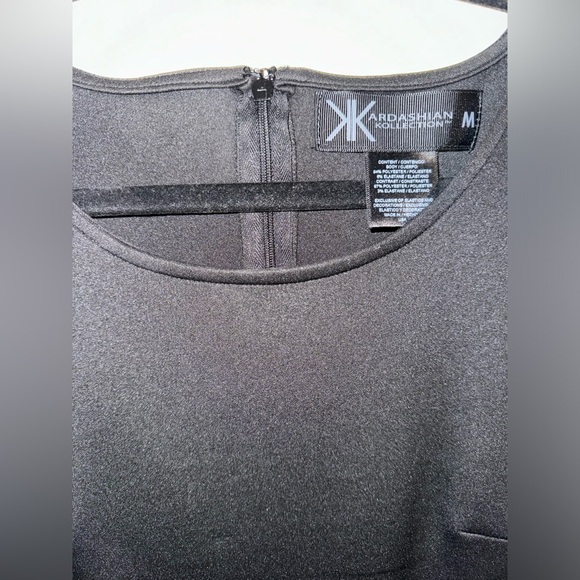 EUC Kardashian Kollection Fitted Black Dress - L Large Long Sleeve Faux Leather - Picture 4 of 7